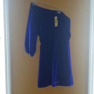 One Shoulder Purple Eyelet Dress (M)